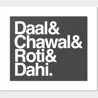 Daal Chawal Roti Dahi (White) Posters and Art